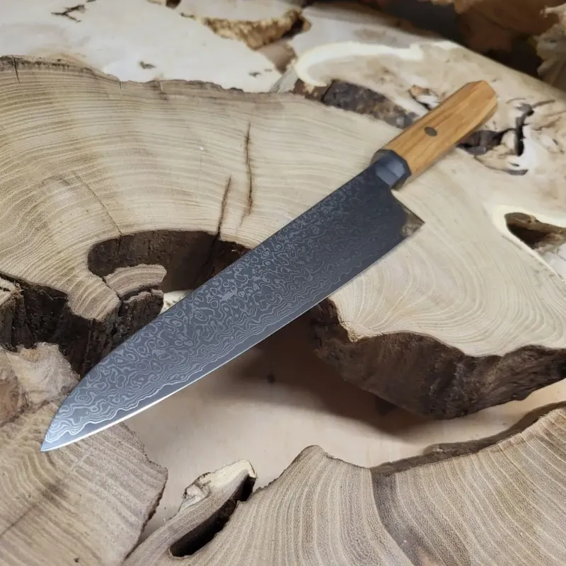 Кухонний шеф-ніж Gyuto 21 см VG10 із дамаської сталі з руків'ям з оливкового дерева