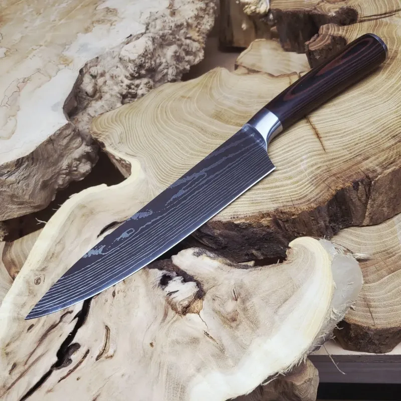 шеф ніж 5cr15mov pakka wood кухонний ніж 20.5 см