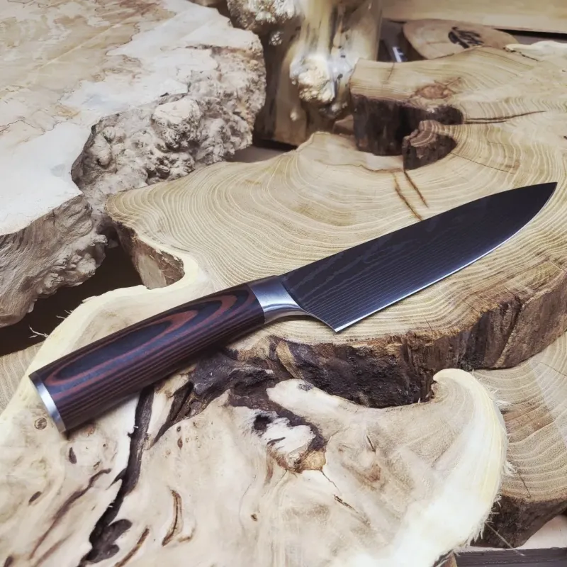 шеф ніж 5cr15mov pakka wood кухонний ніж 20.5 см