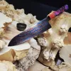 Японський кухонний шеф-ніж  Gyuto з титанової дамаської сталі 21см з руків’ям зі стабілізованого кедра