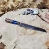 Хлібний ніж Damascus VG10 190 мм з руків’ям із капового карагача та епоксидної смоли