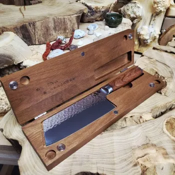 Складаний кухонний набір Kiritsuke Cleaver ніж ручного кування 9Cr18MoV та дошка-скринька з горіха