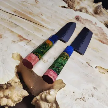 Набір кухонних ножів Santoku + Nakiri VG10 73 шари дамаської сталі