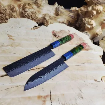 Набір кухонних ножів Santoku + Nakiri VG10 73 шари дамаської сталі