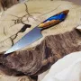 Овочевий ніж з руків'ями з капа карагача і блакитної смоли