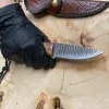 Кухонний ніж із дамаської сталі з дерев’яним руків’ям та шкіряним чохлом