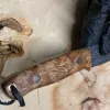 Кухонний ніж із дамаської сталі з дерев’яним руків’ям та шкіряним чохлом