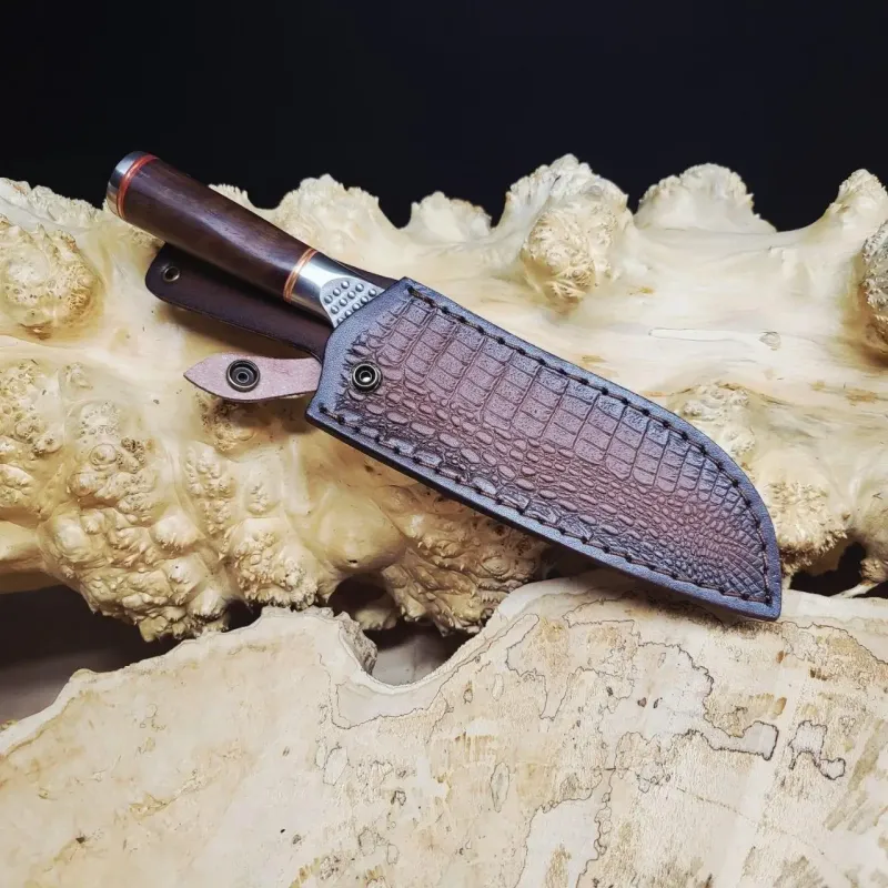 Кований кухонний ніж Santoku 18 см 5Cr15MoV з руків'ям з африканського ебенового дерева