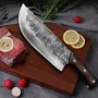 Кухонний широкий ніж для м'яса овочів зелені 19 см із кованої неіржавкої сталі