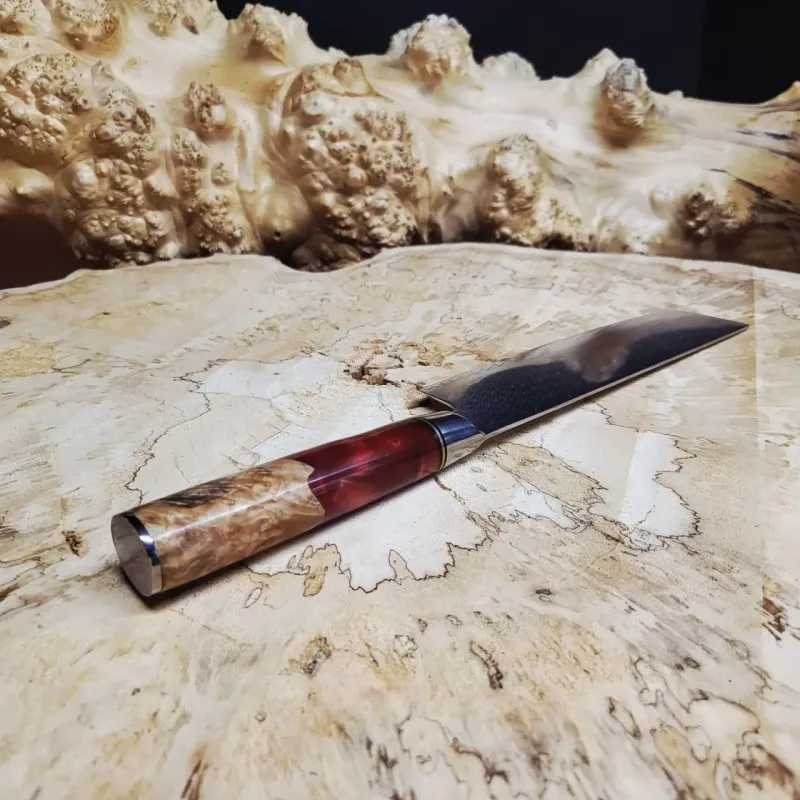 Кований кухонний ніж Nakiri VG-10 73 шари дамаської сталі