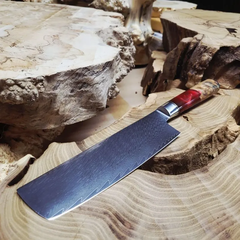 Кований кухонний ніж Nakiri VG-10 73 шари дамаської сталі