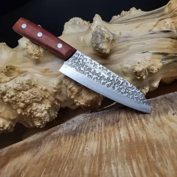 Кований кухонний ніж Santoku 18 см 5Cr15MoV з дерев'яним руків'ям