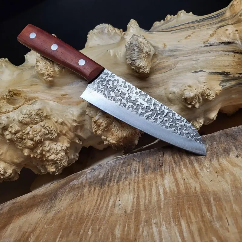 Кований кухонний ніж Santoku 18 см 5Cr15MoV з дерев'яним руків'ям
