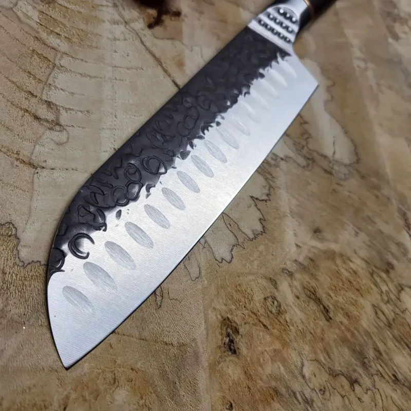 кований ніж santoku 18 см ебенове дерево 5cr15mov