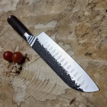 Кований ніж Santoku 18 см з ручкою з ебенового дерева