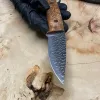 Кухонний ніж із дамаської сталі з дерев’яним руків’ям та шкіряним чохлом