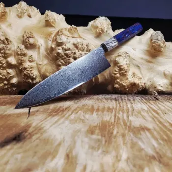 Кухонний ніж Gyuto 20,5 см, 67-шарова дамаська сталь, стабілізована деревина