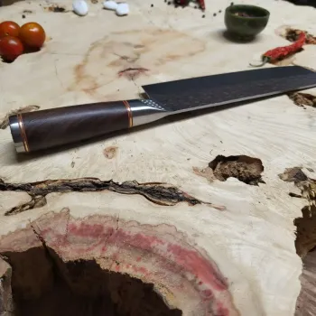 Кухонний Шеф Ніж Накірі 18 см для овочів, зелені та м'яса з ручкою з ебенового дерева в подарунковому пакованні