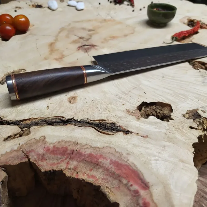 Ніж Nakiri 5Cr15MoV чорне покриття ебенове дерево