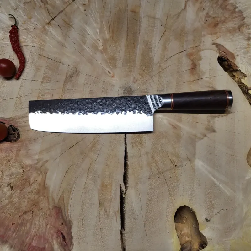 Ніж Nakiri 5Cr15MoV чорне покриття ебенове дерево