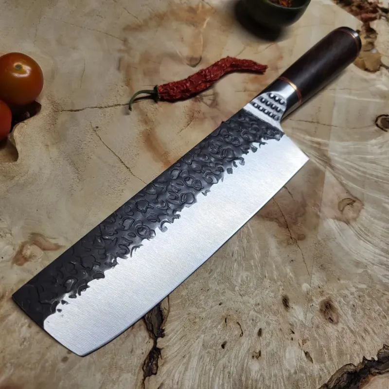 Ніж Nakiri 5Cr15MoV чорне покриття ебенове дерево