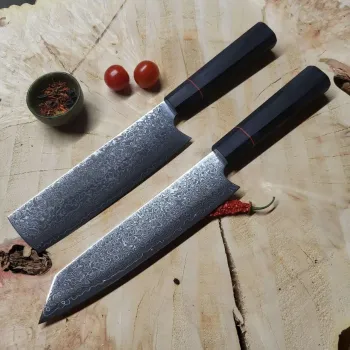Набір кухонних ножів Santoku та Nakiri з 67-шарової дамаської сталі VG-10