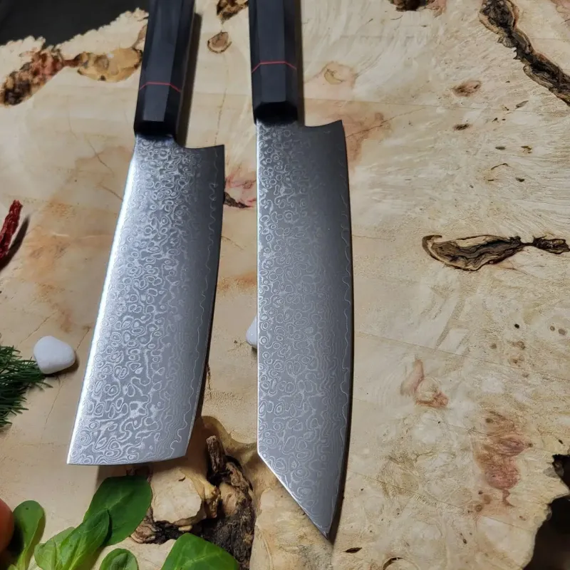 Набір кухонних ножів Santoku та Nakiri 67 шарів дамаської сталі VG-10 G10