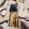 Набір столових приборів із нержавіючої сталі з ручками з натурального бамбука