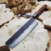 Кований ніж Nakiri з 73-шарової дамаської сталі VG-10 та дерев'яним руків'ям