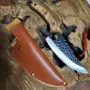 Кованый кухонный нож Сатори AUS-8 14.5 см ручной работы, универсальный японский нож с рукоятью из капа карагача