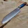 Японський шеф-ніж Сантоку 18 см із 67-шарової дамаської сталі з серцевиною VG10 та руків’ям із капу сандалового дерева.