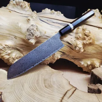 Японський кухонний Santoku 18,5 см ніж з руків'ям з американського горіха