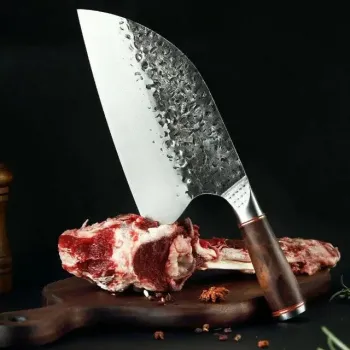 Сербський кований кухонний ніж 20 см 5Cr15MoV з руків'ям з африканського ебенового дерева